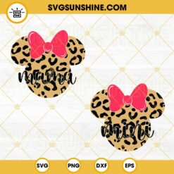 Leopard Mama Mini Minnie Mouse Head SVG, Mom And Daughter SVG, Mothers Day SVG, Disney Family Vacation SVG