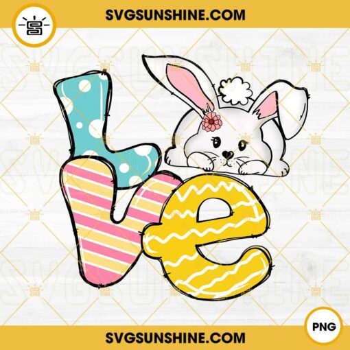 Love Easter PNG, Cute Rabbit PNG, Easter Bunny PNG, Happy Easter Day Kids PNG Sublimation Designs