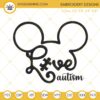 Love Autism Mickey Ears Embroidery Designs, Autism Awareness Day Embroidery Files
