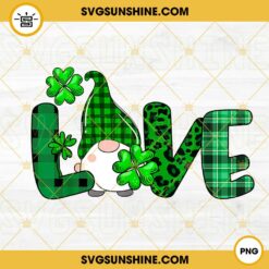 Love Gnomes Patricks Day PNG, Four Leaf Clover PNG, Green Buffalo Plaid Leopard PNG, Cute Lucky Irish PNG