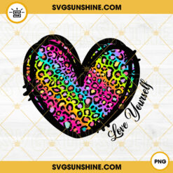 Create carousel Love Yourself PNG, Leopard Rainbow Heart PNG, Self Love PNG
