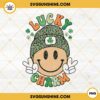 Lucky Charm PNG, Smiley Face Leopard Beanie PNG, Shamrock PNG, Retro St Patricks Day PNG