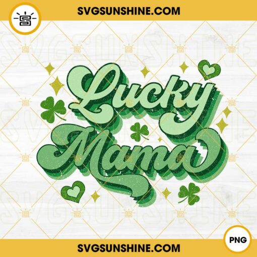 Lucky Mama PNG, Shamrock PNG, Lucky Mom PNG, Retro St Patricks Day Family PNG