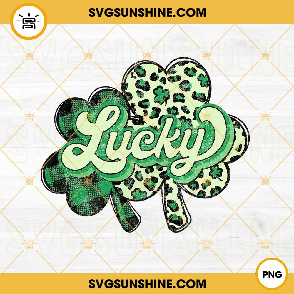 Lucky Shamrock Leopard PNG, Buffalo Plaid Green Clover PNG, St Patricks Day PNG Instant Download