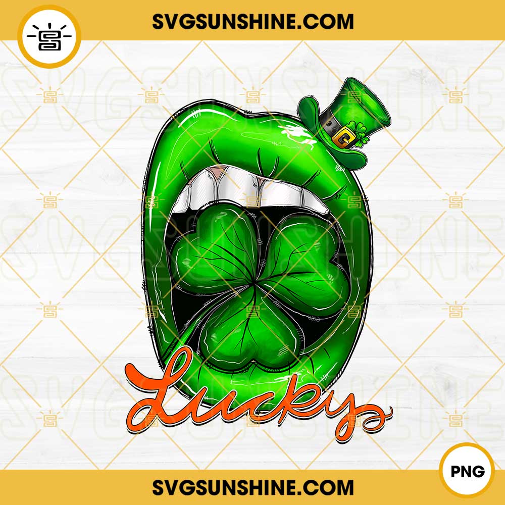 Lucky Tongue PNG, Shamrock Lips PNG, Leprechaun Hat PNG, Funny Patricks Day PNG