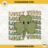 Lucky Vibes PNG, Retro Smiley Shamrock PNG, Green Clover PNG, St Patricks Irish PNG Sublimation Design