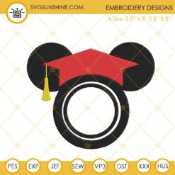 Mickey Ears Graduation Embroidery Designs, Disney Mouse Senior Embroidery Files
