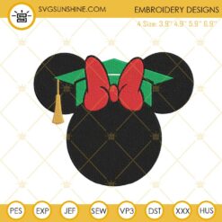 Minnie Graduation Cap Embroidery Designs, Senior Class Embroidery Files