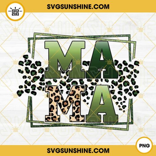 Mama Leopard Green Frame PNG, Mom Life PNG, Mothers Day PNG Instant Download