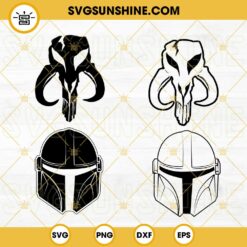 Mandalorian Helmet SVG Bundle, Mythosaur Skull SVG, Boba Fett SVG, Star Wars Movies SVG PNG DXF EPS