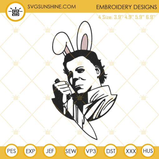 Michael Myers Easter Bunny Machine Embroidery Design, Horror Funny Easter Embroidery File