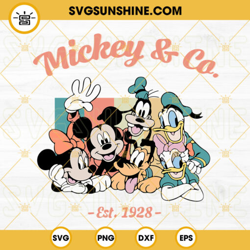 Mickey And Co Est 1928 SVG, Retro Mickey And Friends SVG, Disney Family SVG PNG DXF EPS Cutting Files