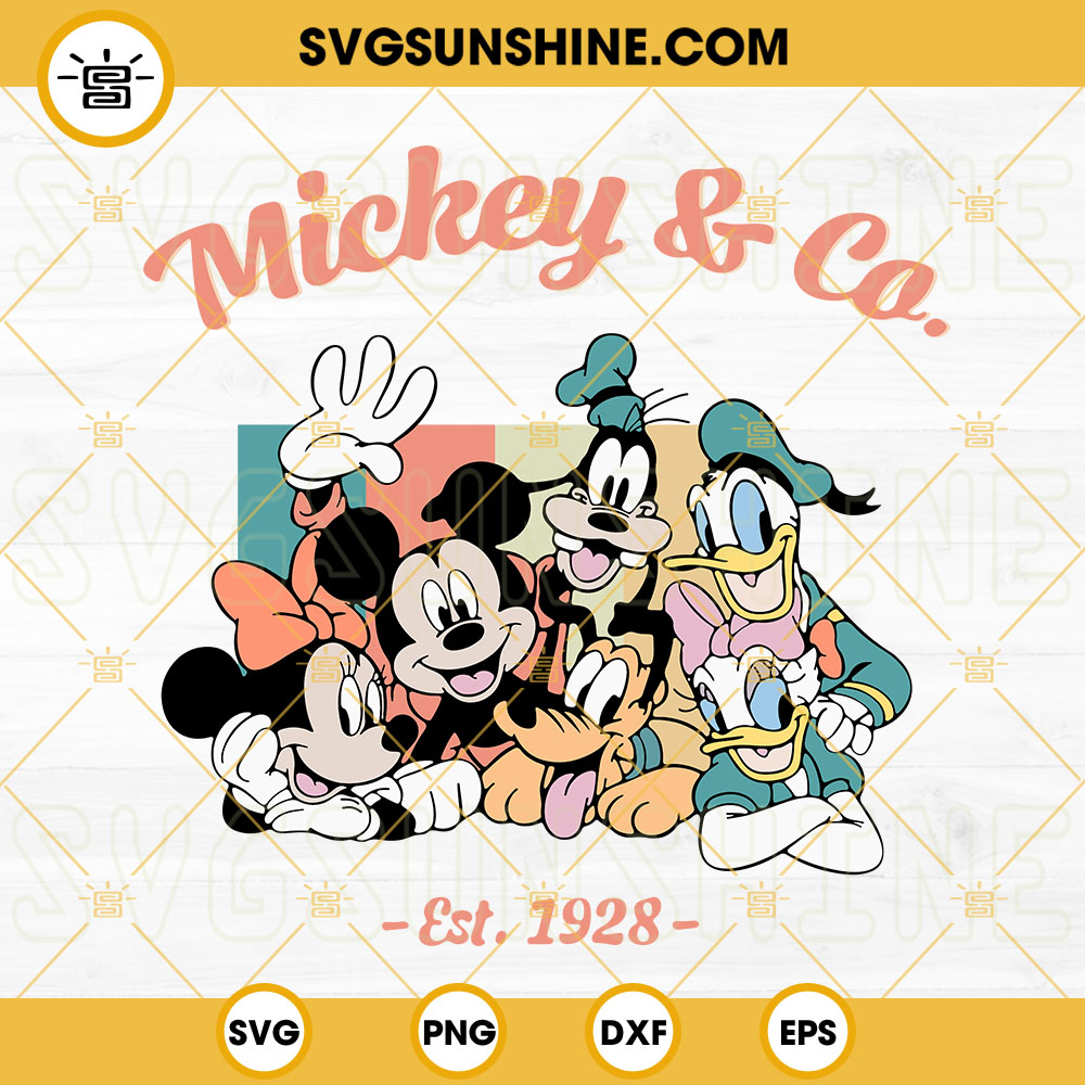 Mickey And Co Est 1928 SVG, Retro Mickey And Friends SVG, Disney Family