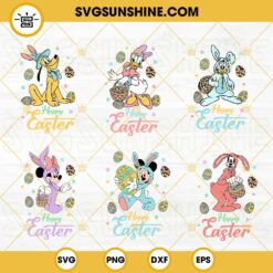 Mickey And Friends Happy Easter SVG Bundle, Disney Easter SVG, Disneyland Easter Family SVG PNG DXF EPS
