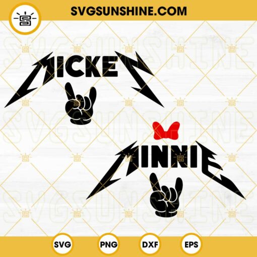 Mickey And Minnie Rock And Roll SVG, Heavy Metal SVG, Disney Rock Hand SVG PNG DXF EPS