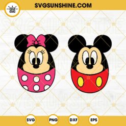 Mickey Minnie With Easter Egg SVG, Easter Bunny SVG, Easter Disney Cartoon SVG PNG DXF EPS Cut Files