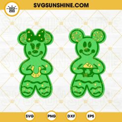 Mickey Minnie St Patricks Gingerbread SVG, Shamrock SVG, Disney Lucky Green SVG PNG DXF EPS Files