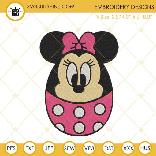 Minnie Easter Egg Embroidery File, Disney Easter Day Embroidery Design Download