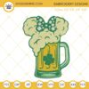 Minnie Ears Clover Beer Mug Embroidery File, St Patricks Day Drinking Team Embroidery Design