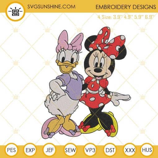 Minnie And Daisy Embroidery Design, Disney Besties Embroidery File