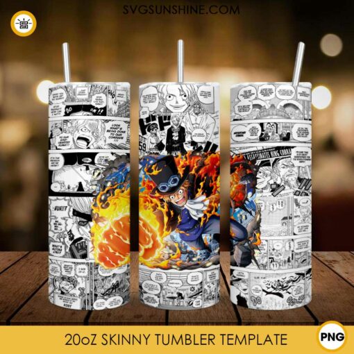 Sabo 20oz Skinny Tumbler Template PNG, One Piece Skinny Tumbler Design PNG