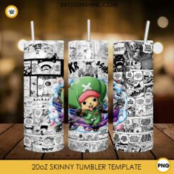 Tony Tony Chopper 20oz Skinny Tumbler Template PNG, One Piece Skinny Tumbler Design PNG