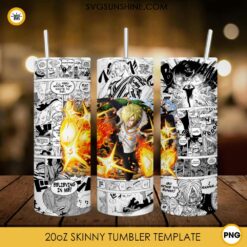 Vinsmoke Sanji 20oz Skinny Tumbler Template PNG, One Piece Skinny Tumbler Design PNG