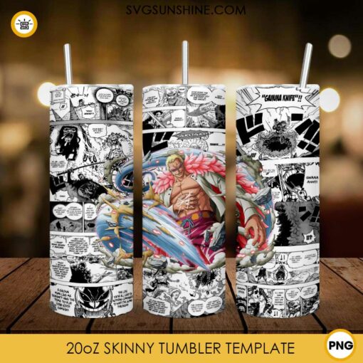 Donquixote Doflamingo 20oz Skinny Tumbler Template PNG, One Piece Skinny Tumbler Design PNG