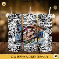Monkey D Luffy 20oz Skinny Tumbler Template PNG, One Piece Skinny Tumbler Design PNG