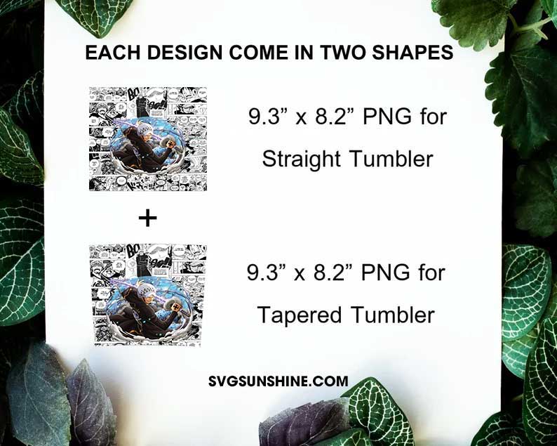 Trafalgar D Water Law 20oz Skinny Tumbler Template PNG, One Piece Skinny Tumbler Design PNG