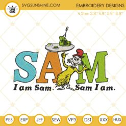 I Am Sam I Am Embroidery Design, Dr Seuss Machine Embroidery File
