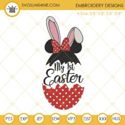 My 1st Easter Girl Embroidery File, Minnie Easter Bunny Embroidery Design