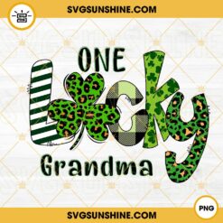 One Lucky Grandma PNG, Leopard Shamrock PNG, St Patrick's Day PNG Sublimation
