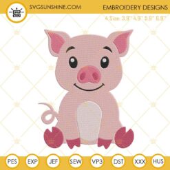 Baby Pig Embroidery Designs, Cute Animals Embroidery Files