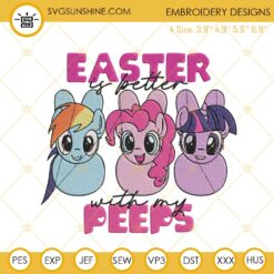 Pinkie Pie Easter Is Better With My Peeps Embroidery Designs, Unicorn Bunny Embroidery Files
