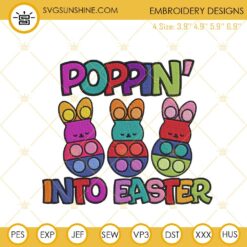 Poppin Into Easter Embroidery Designs, Happy Easter Kids Embroidery Files