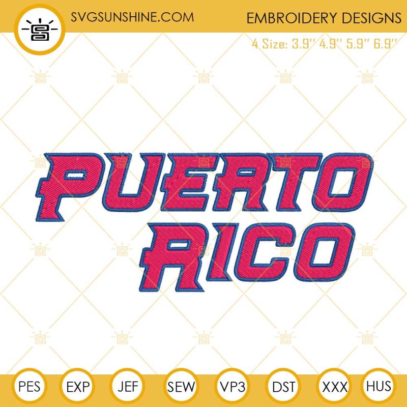 Puerto Rico Baseball Embroidery Designs, Puerto Rico Beisbol Embroidery