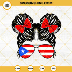 Puerto Rico Kidlife SVG, Messy Bun Girl Little Girl SVG, Puerto Rico SVG PNG DXF EPS Files