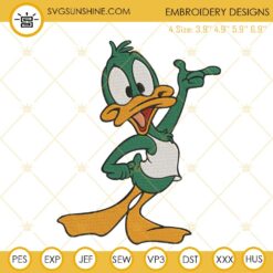 Plucky Duck Machine Embroidery Design, Tiny Toon Adventures Embroidery Digital File