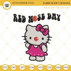 Red Nose Day Hello Kitty Machine Embroidery Design File