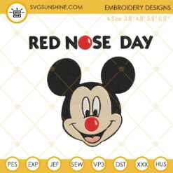 Red Nose Day Mickey Machine Embroidery Design File
