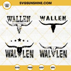 Retro Wallen Bull Skull SVG Bundle, Morgan Wallen SVG, Western SVG, Country Music SVG PNG DXF EPS