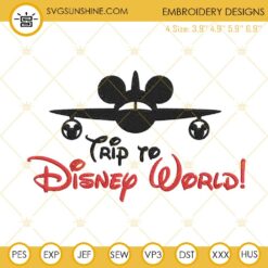 Trip To Disney World Embroidery Files, Mickey Plane Embroidery Designs