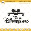 Trip To Disneyland Machine Embroidery Files, Family Airplane Trip Embroidery Designs