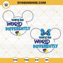 Seeing The World Differently SVG, Mickey And Minnie Autism SVG, Autism Awareness Support SVG Cut Files
