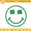 Smiley Face Shamrock Eyes Embroidery Design, Cute St Patricks Day Machine Embroidery File