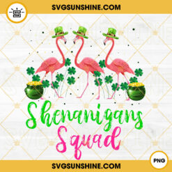 Shenanigans Squad PNG, Lucky PNG, St Patricks Day Flamingo PNG Sublimation
