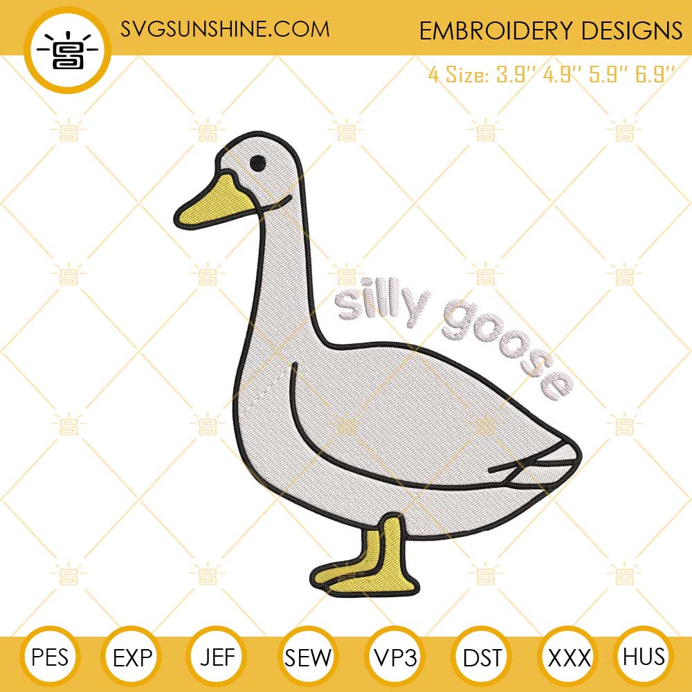 Silly Goose Machine Embroidery Design, Funny Embroidery File Digital Download