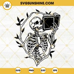 Skeleton Holding Book SVG, Funny Book Lovers SVG PNG DXF EPS Cut Files