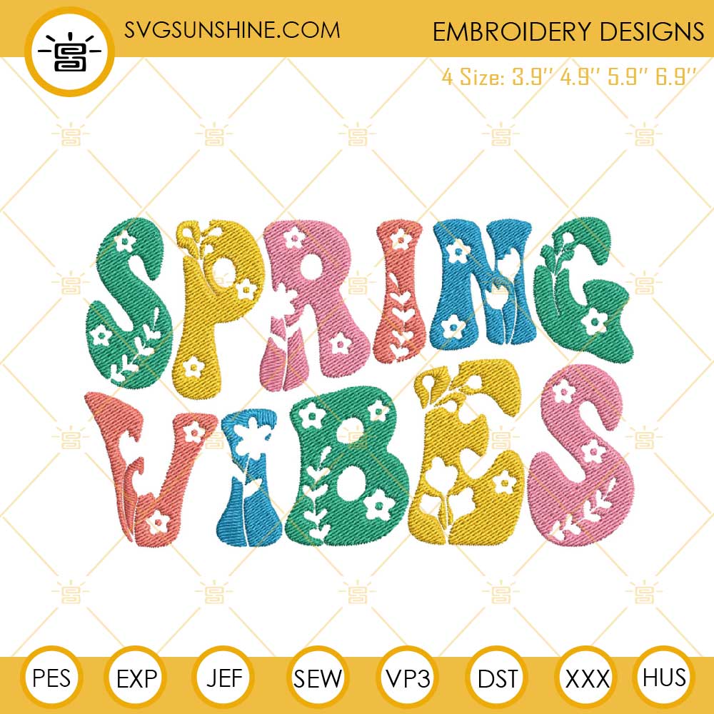 Spring Vibes Embroidery Designs, Hello Spring Embroidery Files